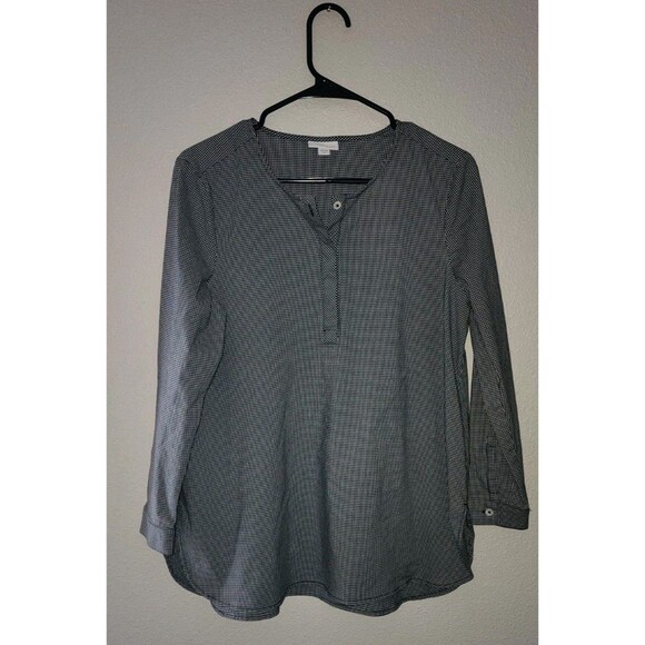j jill Women tops Checked hidden buttons long sleeves open sides casual size M - Picture 1 of 6